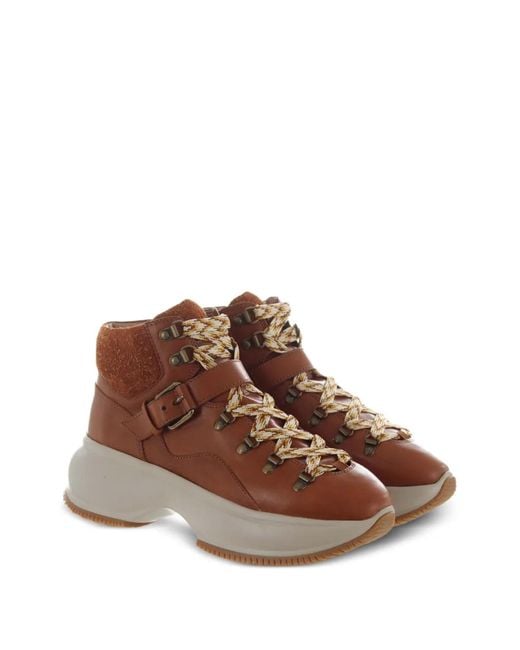 Hogan Brown Maxi Active Ankle Boots