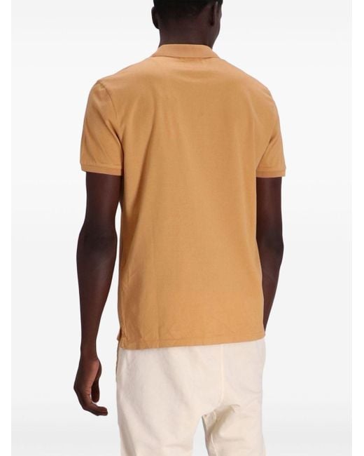 C P Company Orange Logo-appliqué Cotton Polo Shirt for men
