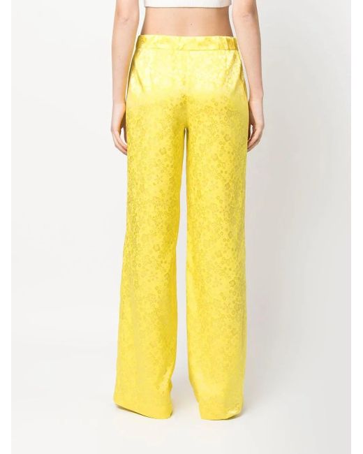 P.A.R.O.S.H. Yellow Floral-Jacquard Wide-Leg Trousers