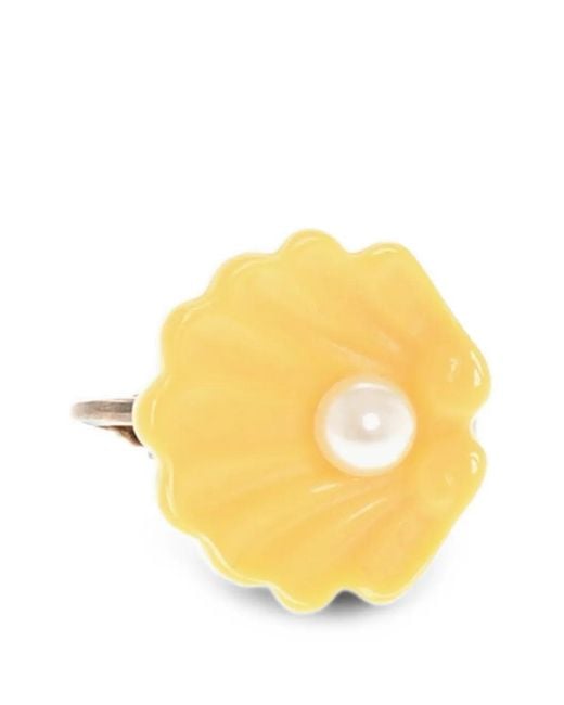 DSquared² Yellow Shell-Shaped Clip-On Earring for men