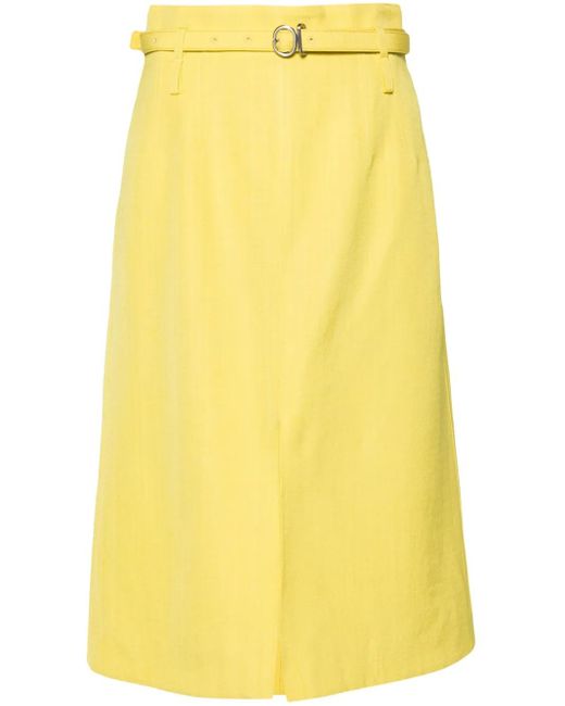 Jil Sander A-Lijn Midi-Rok in het Yellow