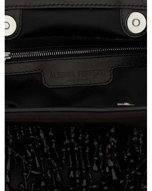 Alberta Ferretti Black Beaded-Fringe Clutch