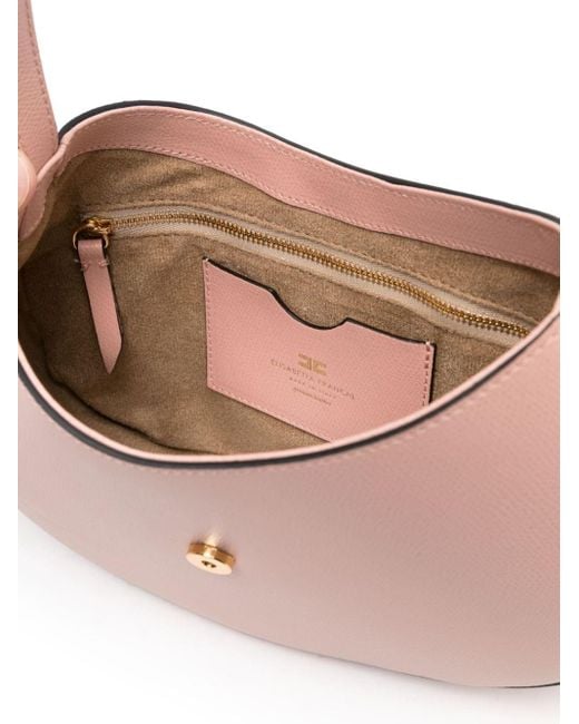 Elisabetta Franchi Pink Logo-plaque Leather Tote Bag