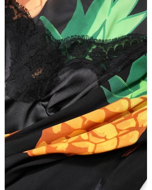 Dolce & Gabbana Green Pineapple-Print Wrap Mini Dress