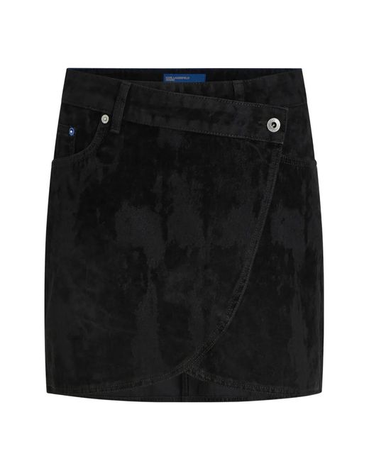 Karl Lagerfeld Black Velvet Denim Mini Skirt