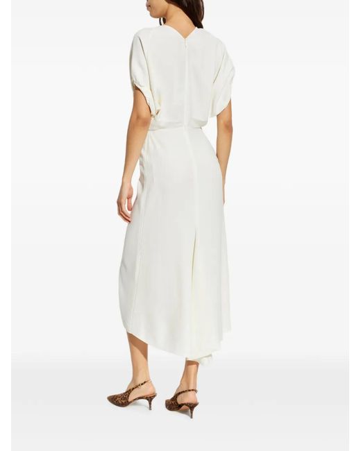 Gathered short-sleeves midi dress Victoria Beckham de color White