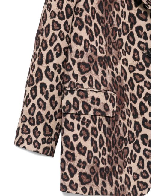 Alberto Biani Brown Leopard-Print Button Blazer