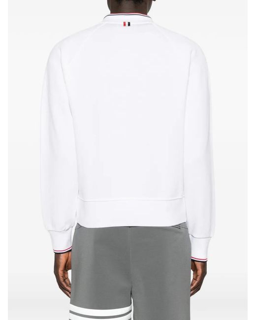 Thom Browne White Zip-Up Bomber Jacket for men