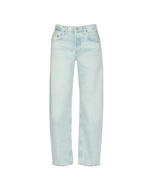 Re/done Blue Buttoned Straight Jeans