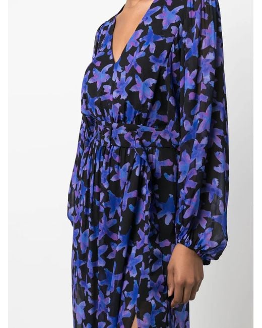 Patrizia Pepe Blue Starfish-Print Belted Dress