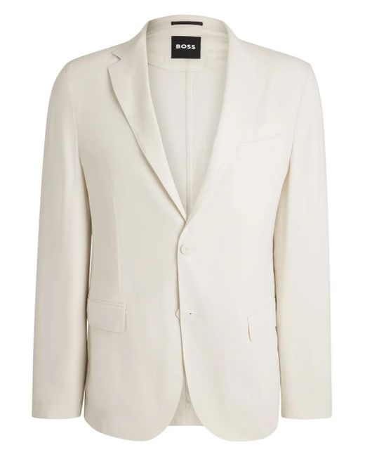 Boss White Linen-Blend Blazer for men