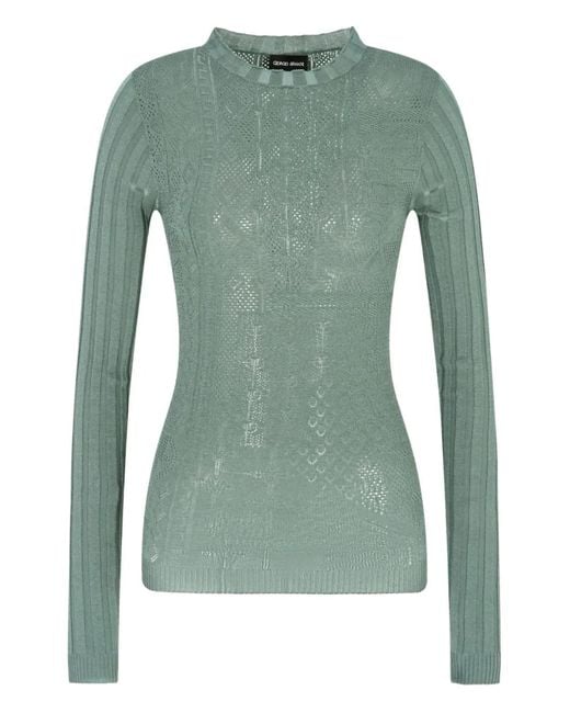 Giorgio Armani Green Open-Knit Jumper