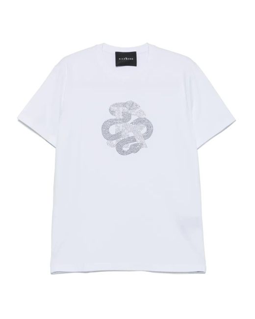 メンズ John Richmond ビジューロゴ Tシャツ White