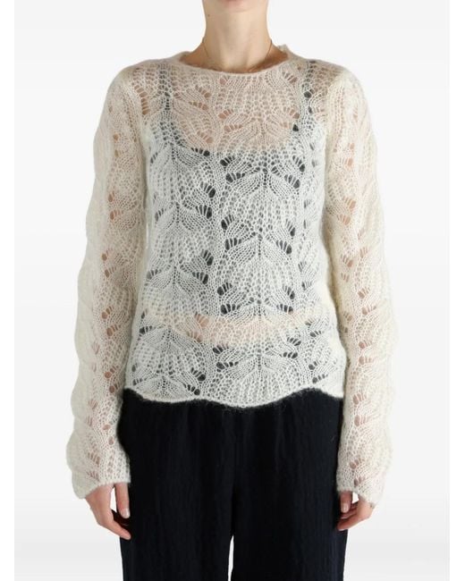 Comme des Garçons White Openwork Sweater
