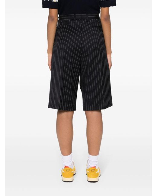 MSGM Black Pinstripe Tailored Shorts