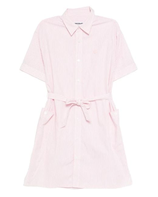 Vestido camisero a rayas Chocoolate de color Pink