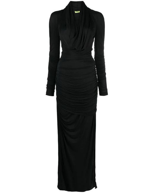 GAUGE81 Black Elos Draped Maxi Dress