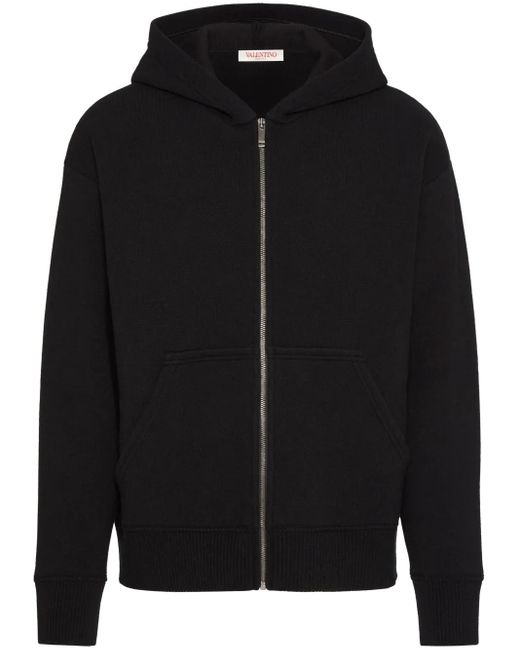 Valentino Garavani Black Zipped Hoodie for men