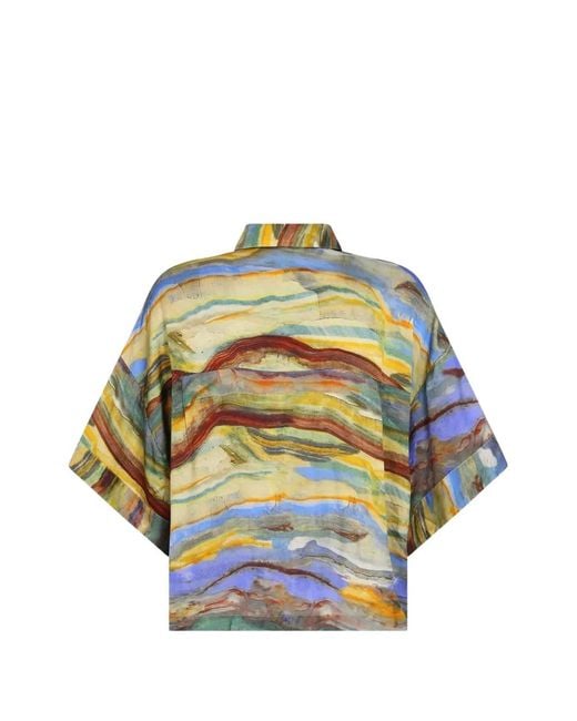 Carolina K Blue Kimono Beaded Shirt