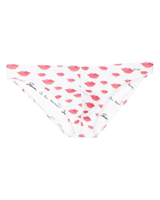 Amir Slama Pink Lip-Print Swim Trunk for men