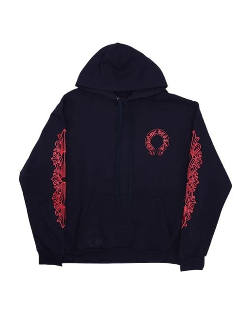Chrome Hearts Blue Horseshoe Logo Hoodie for men
