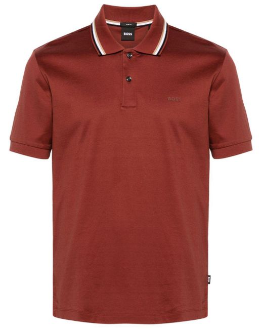 Polo en coton à logo imprimé Boss pour homme en coloris Red