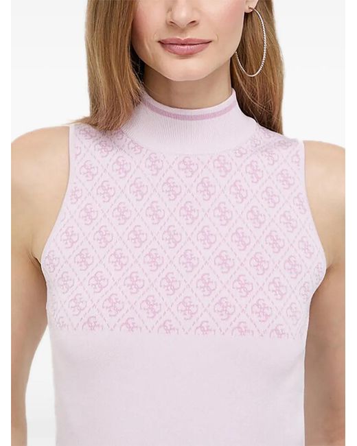 Guess Blue Patterned Mock-Neck Top
