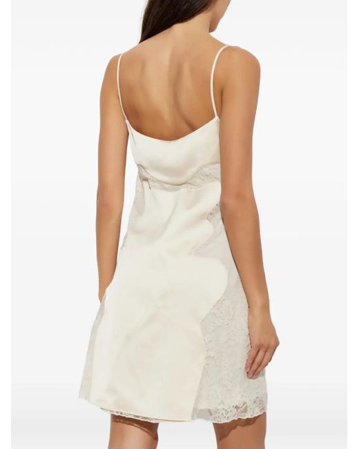 Off-White c/o Virgil Abloh White Lace-Insert Satin Dress