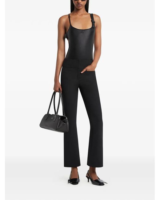 Courreges Black Buckle-Detail Cut-Out Swimsuit