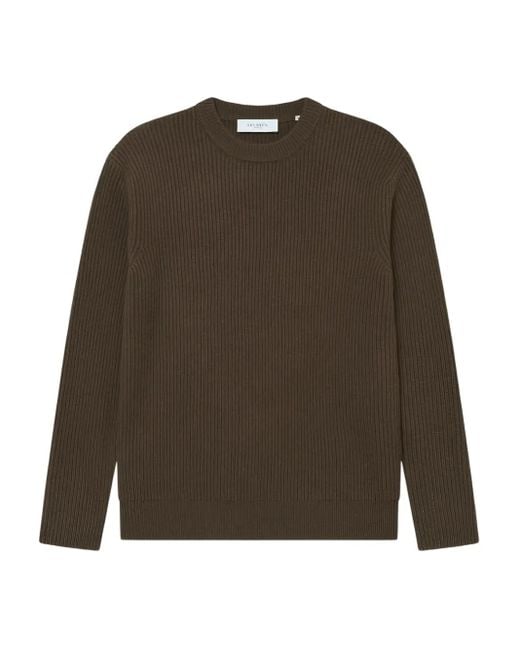 Les Deux Green Ribbed Crew-Neck Jumper for men