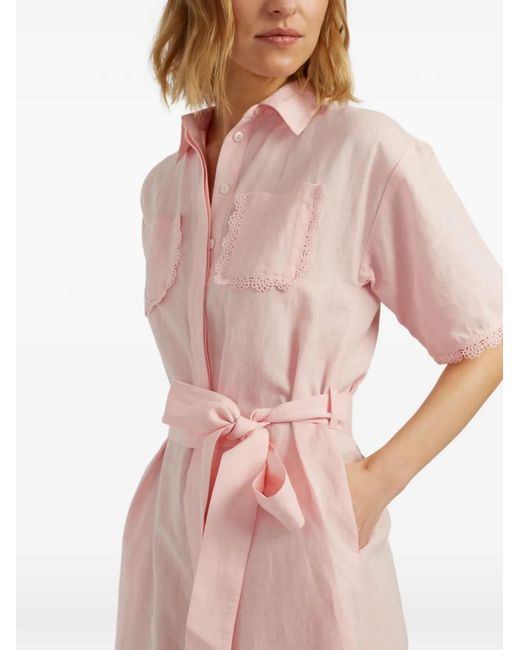 Chinti & Parker Pink Scallop Shirt Midi Dress