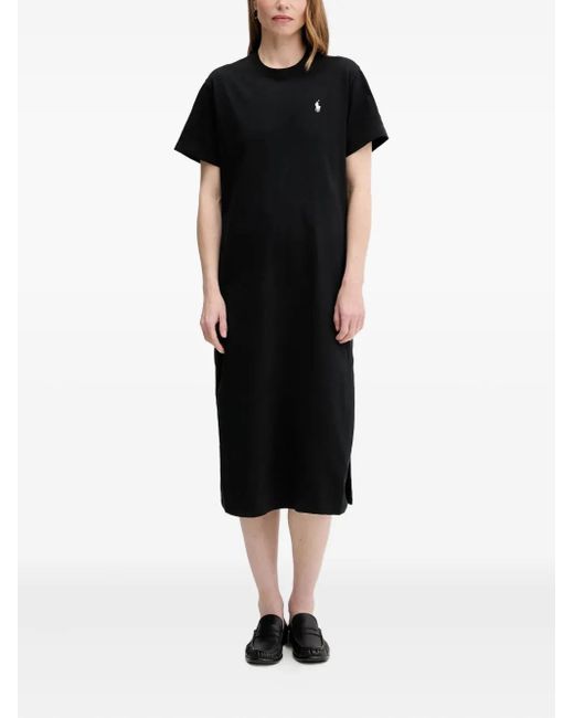 Polo Ralph Lauren Black Short-Sleeve Midi Dress