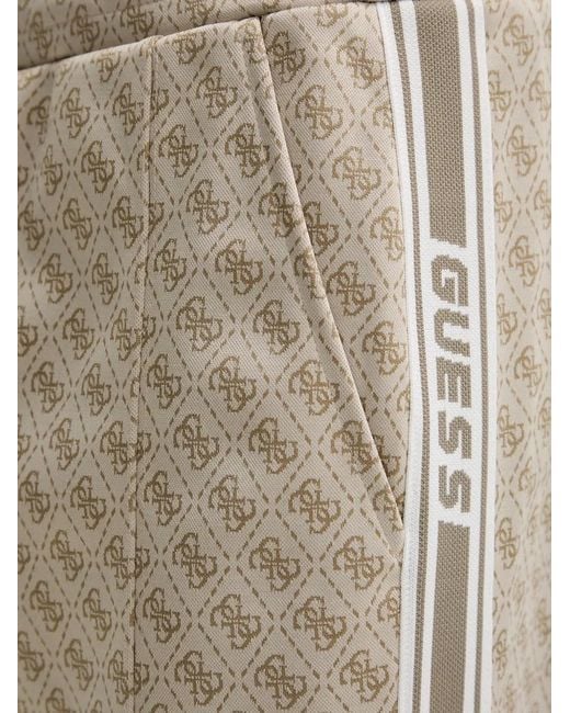 Guess Natural Monogram-Pattern Side-Stripe Track Pants for men