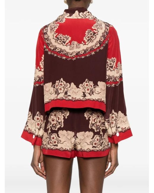 Bode Red Floral Button Jacket