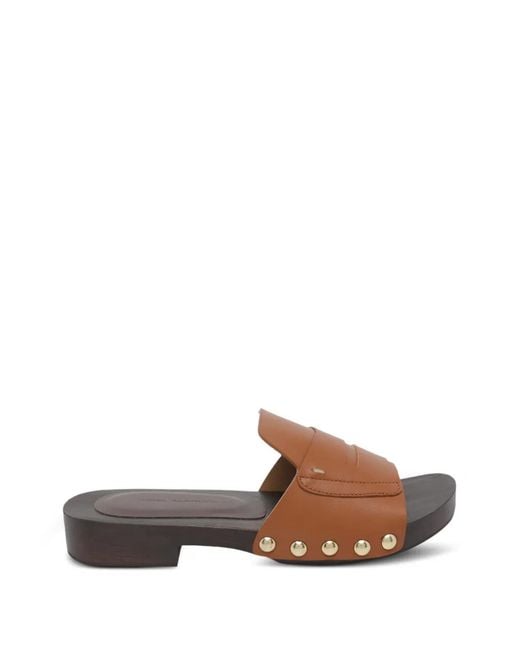 Angel Alarcon Brown Studded Round Toe Sandals