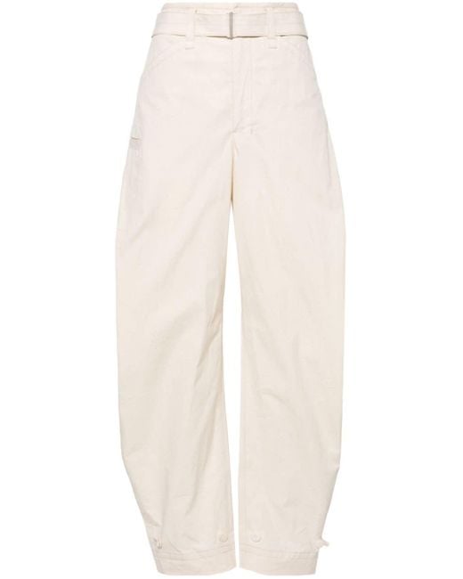 Lemaire White Belted Tapered-leg Trousers