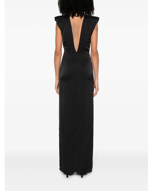 Maison Close Black V-Neck Satin-Weave Dress
