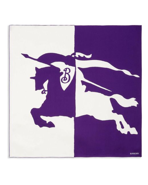 Burberry Purple Horse-print Silk Square Scarf