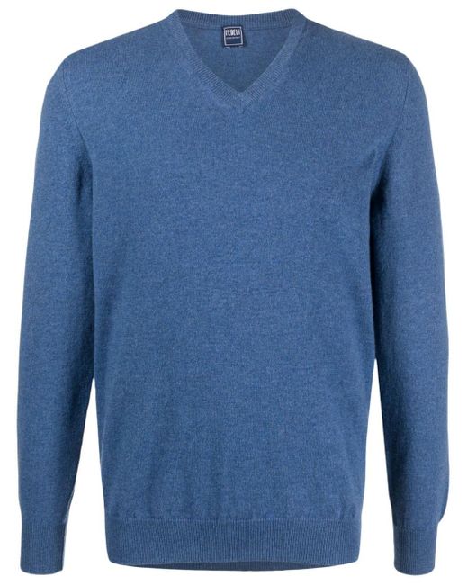 Fedeli V-neck.cashmere Jumper in Blue for Men | Lyst Canada