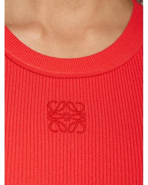 Loewe Logo-Embroidered Ribbed-Knit Top
