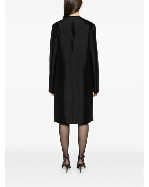 Totême  Black Collarless Silk Coat