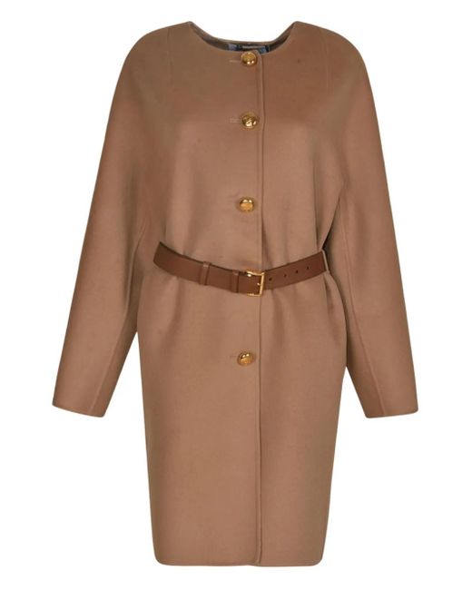 Prada Jas Met Ceintuur En Knopen in het Brown