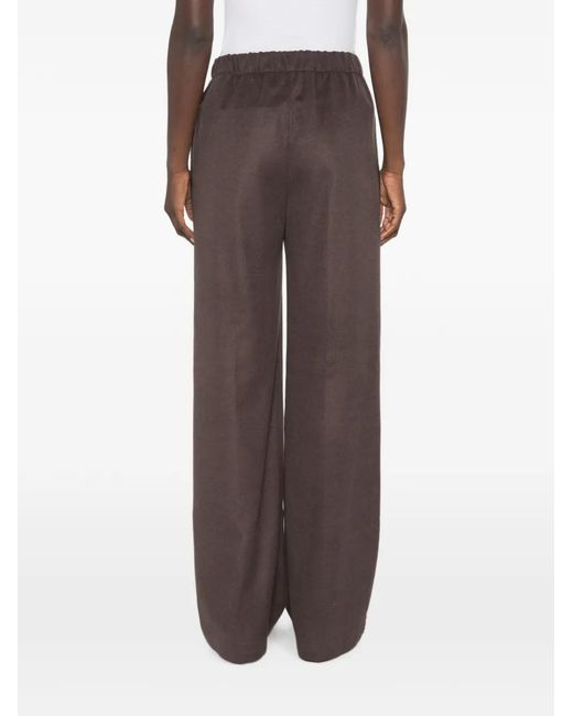 Herno Brown Elasticated-Waistband Wide-Leg Trousers