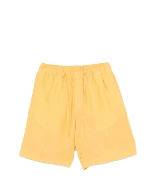 Sandro Yellow Elastic Waist Linen Shorts for men