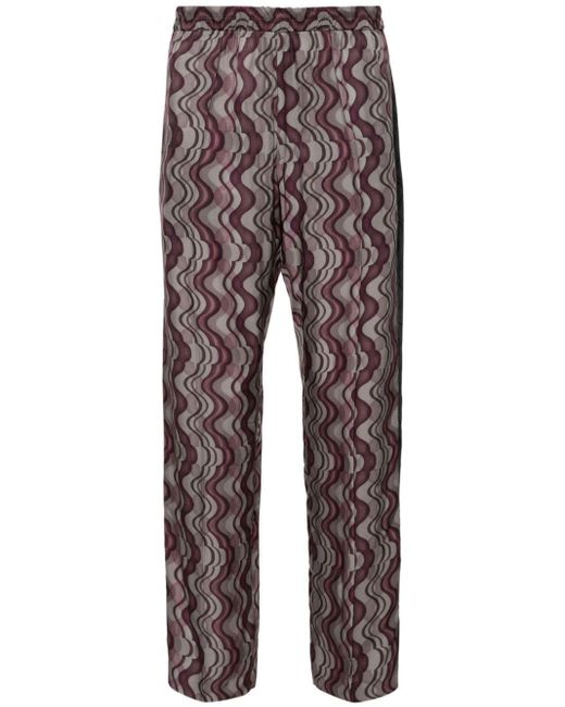 Pantalones rectos con estampado Layered Wave Dries Van Noten de hombre de color Gray