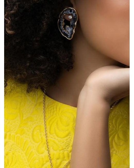 DENISE CASSOU White Agate And Diamond Earrings