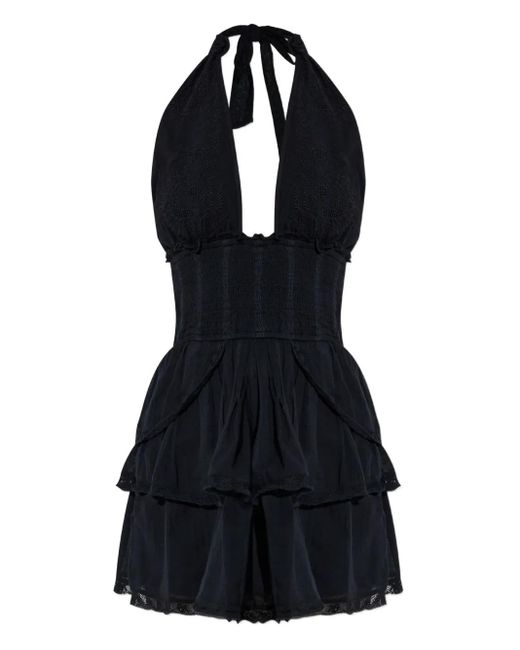 LoveShackFancy Black Deanna Minikleid