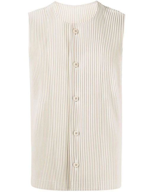 Homme PlissÃ© Issey Miyake Button-up Pleated Vest in Green for Men | Lyst