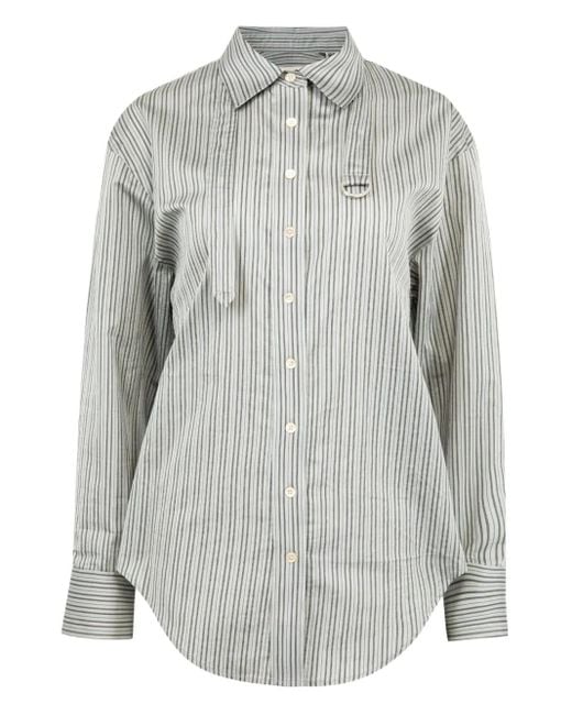Isabel Marant Gray Striped Cotton And Silk Shirt