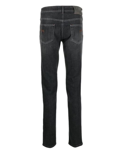 Barba Napoli Black Logo-Patch Stretch Skinny Jeans for men